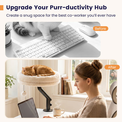 DirectDeals Cat Desk Bed with 360° rotating perch and clamp mount, white cat furniture on Tampa Home & Garden Store