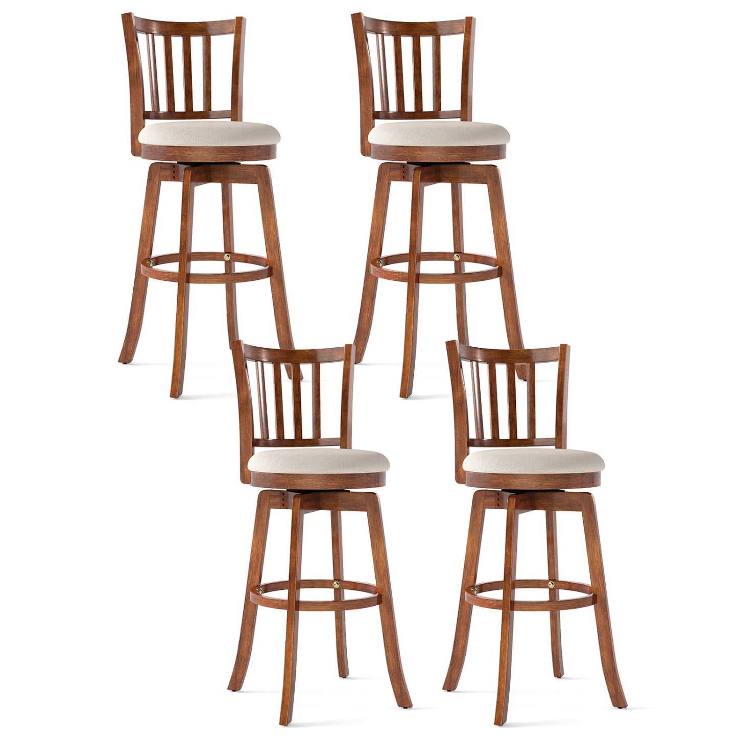 360¬∞ Rotating Counter Height Chairs Set of 4 with Backrest and Upholstered Seat - Tampa Home & Garden Store