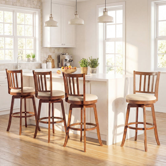 360¬∞ Rotating Counter Height Chairs Set of 4 with Backrest and Upholstered Seat - Tampa Home & Garden Store