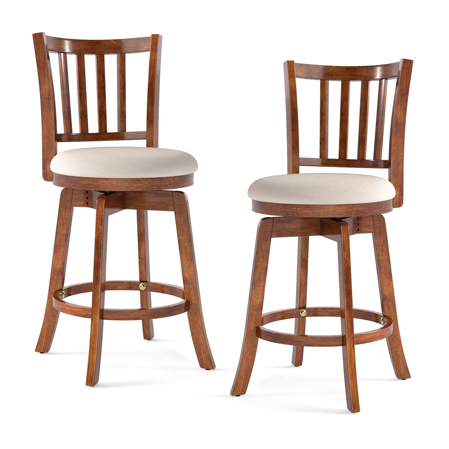 360¬∞ Rotating Counter Height Chairs Set of 2 with Upholstered Seat and Backrest