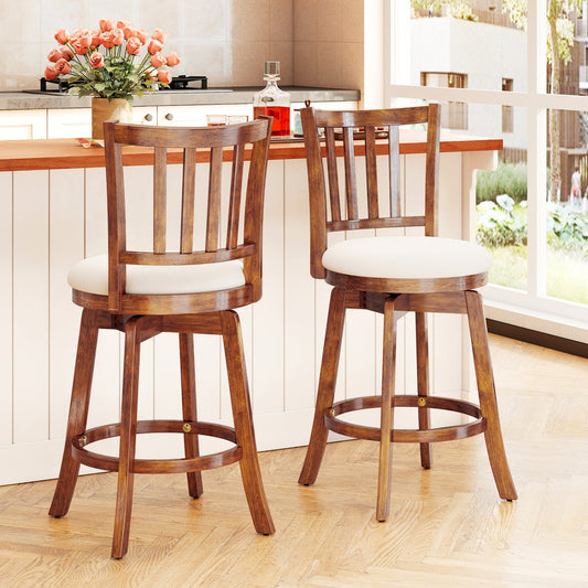 360¬∞ Rotating Counter Height Chairs Set of 2 with Upholstered Seat and Backrest - Tampa Home & Garden Store