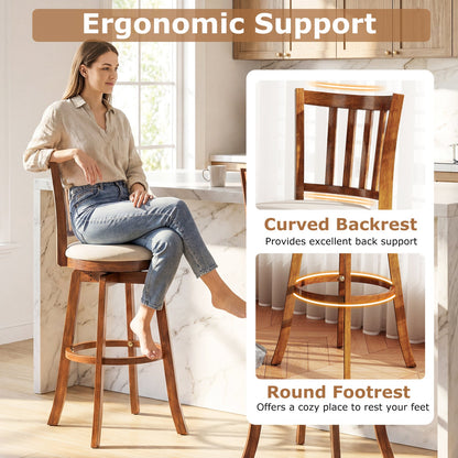 360¬∞ Rotating Counter Height Chairs Set of 2 with Upholstered Seat and Backrest