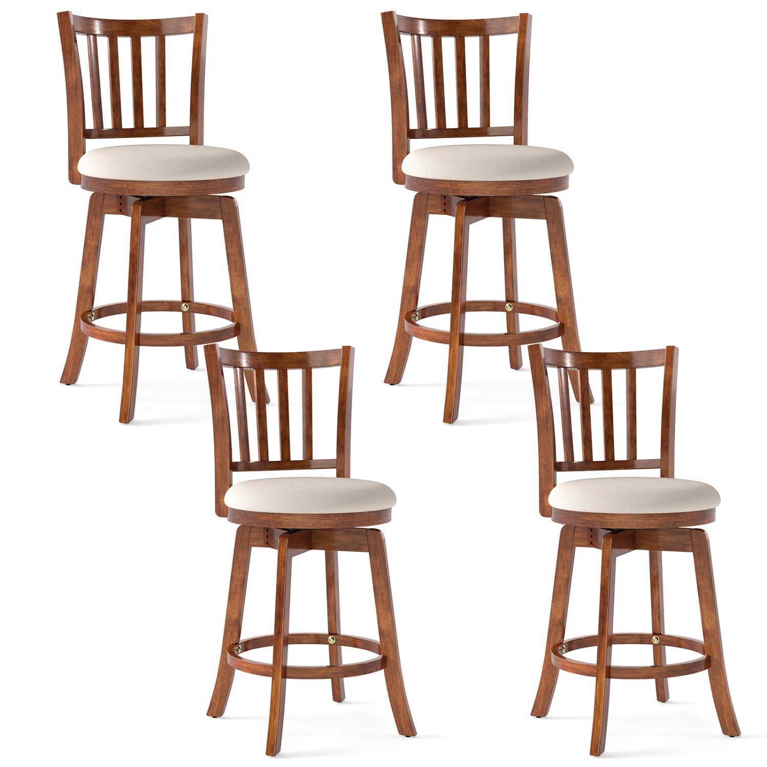 360¬∞ Rotating Counter Height Chairs Set of 4 with Backrest and Upholstered Seat - Tampa Home & Garden Store