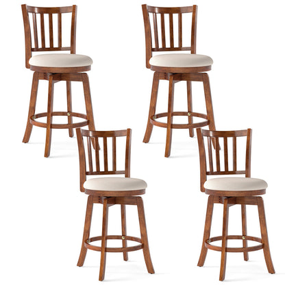 360¬∞ Rotating Counter Height Chairs Set of 4 with Backrest and Upholstered Seat - Tampa Home & Garden Store