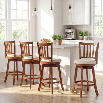 360¬∞ Rotating Counter Height Chairs Set of 4 with Backrest and Upholstered Seat - Tampa Home & Garden Store