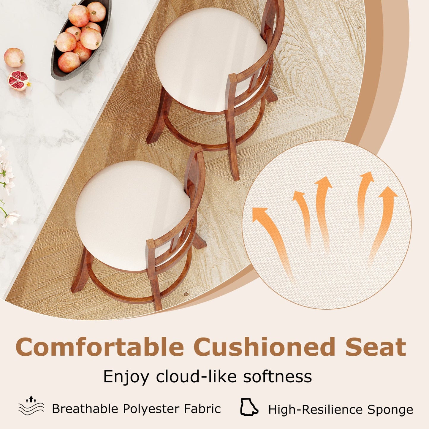 360¬∞ Rotating Counter Height Chairs Set of 4 with Backrest and Upholstered Seat - Tampa Home & Garden Store
