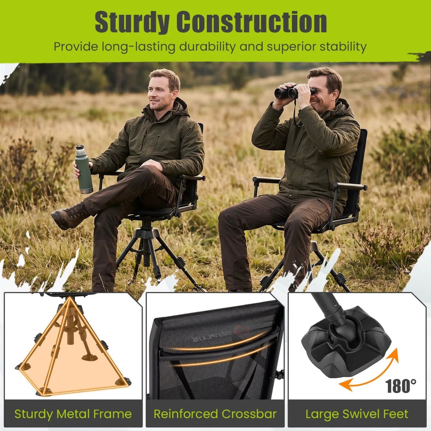360 Degree Swivel Hunting Seat for 5 Level Height