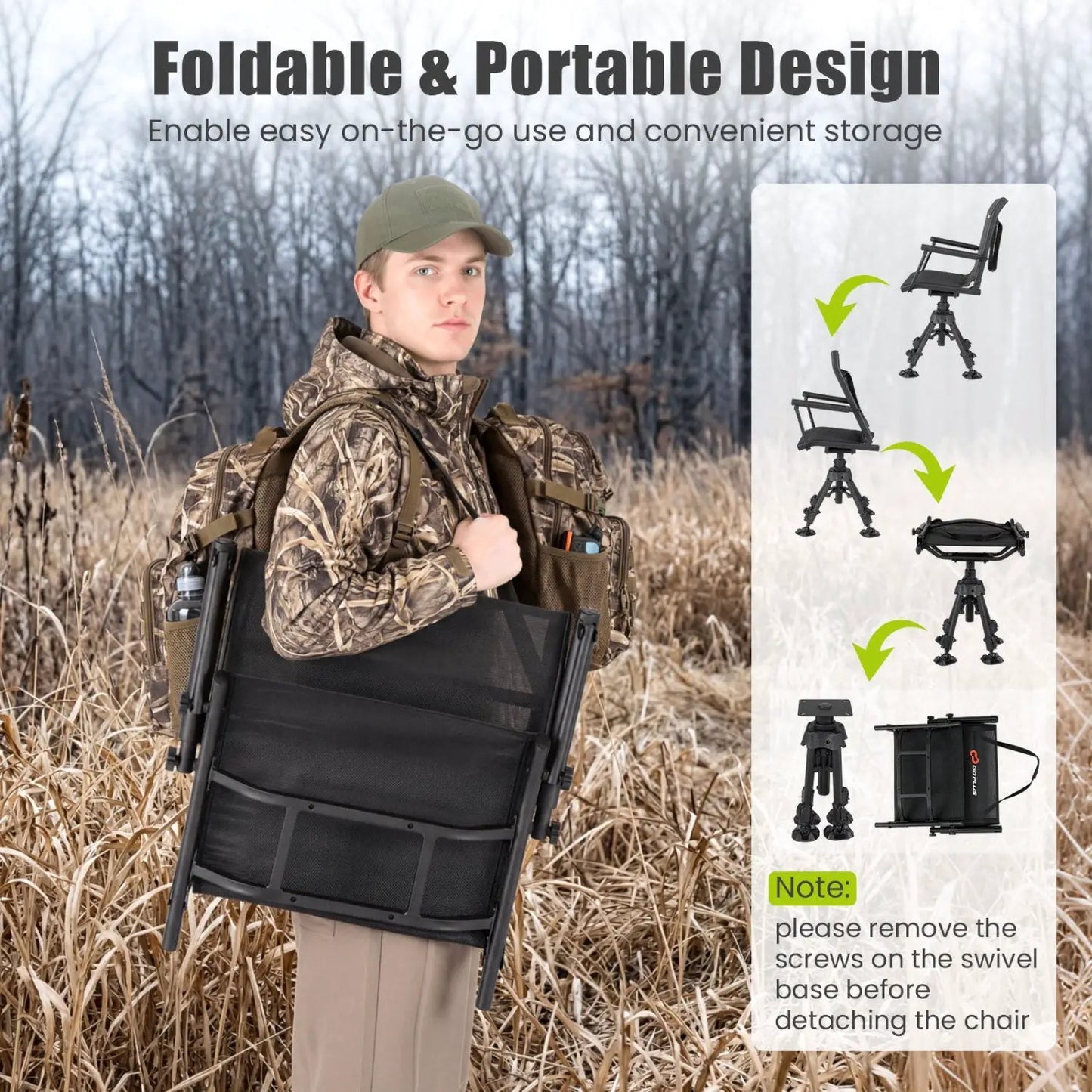 360 Degree Swivel Hunting Seat for 5 Level Height