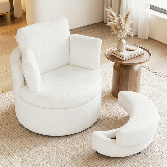 360¬∞ Swivel Accent Chair with Half Moon Storage Ottoman - Tampa Home & Garden Store