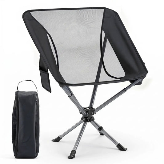 DirectDeals 360° Swivel Camping Chair with cup holder, black mesh seat, folding steel frame on Tampa Home & Garden Store