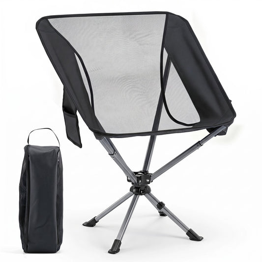 GemGear 360° Swivel Camping Chair with Cup Holder, black mesh back, 330 lb capacity on Tampa Home & Garden Store