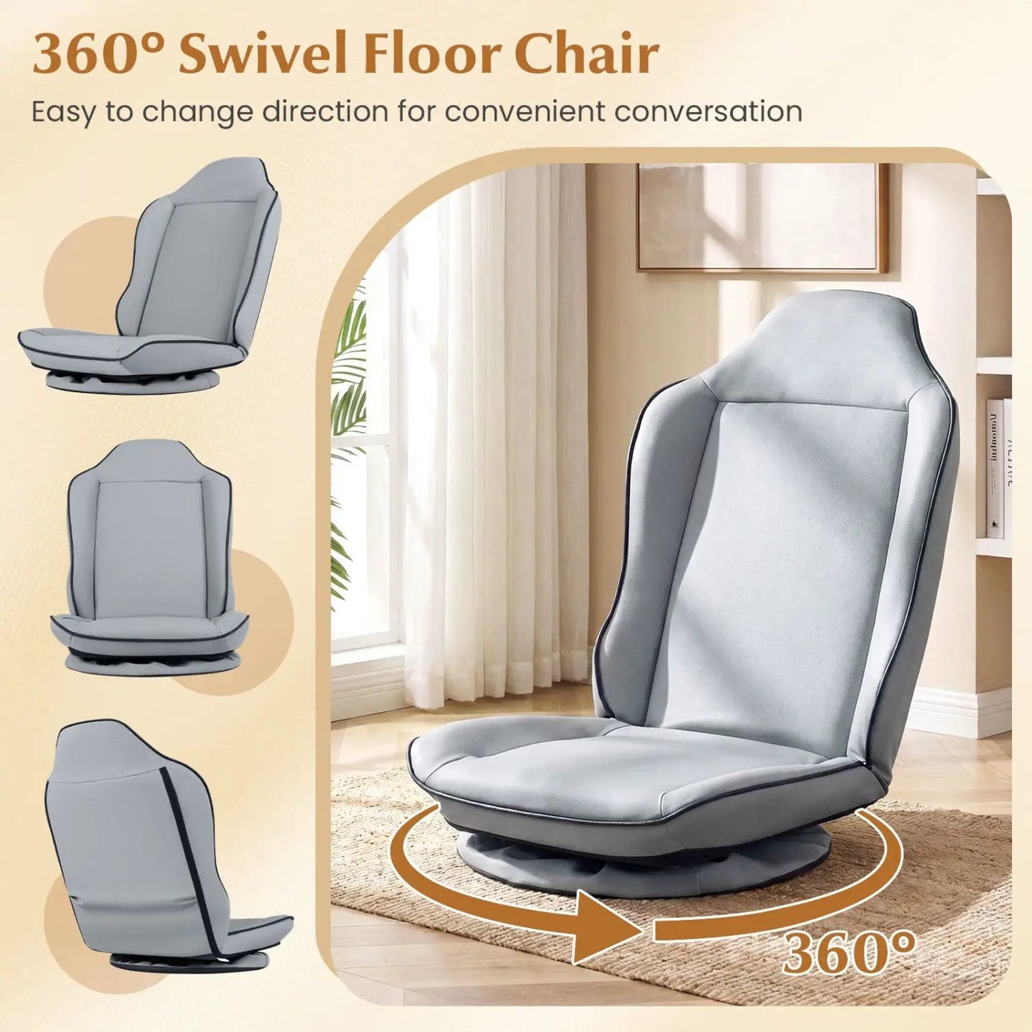 360° Swivel Gaming Chair with Adjustable Backrest