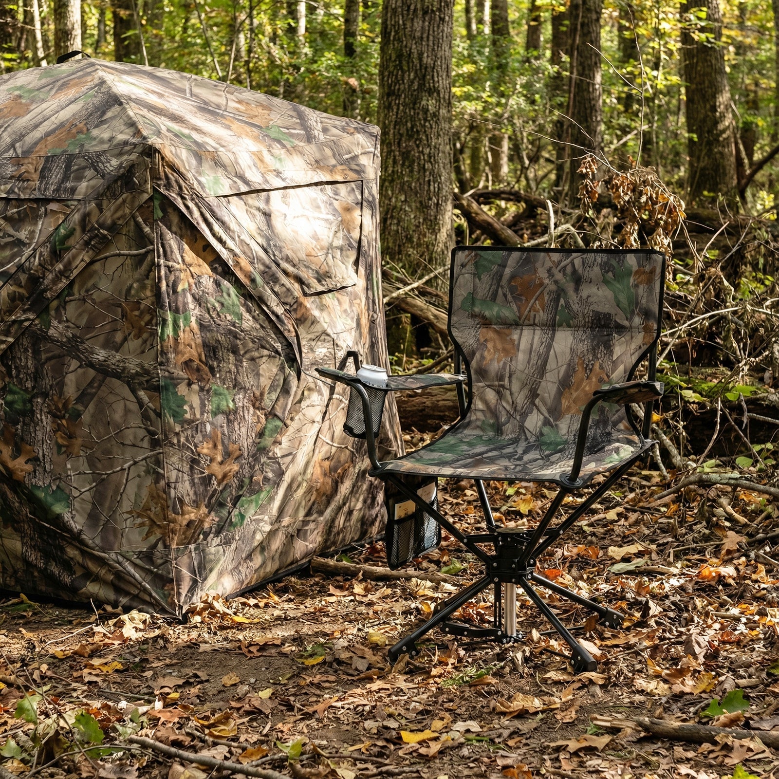 360° Swivel Hunting Chair GemGear camouflage portable foldable camping chair with cup holder on Tampa Home & Garden Store
