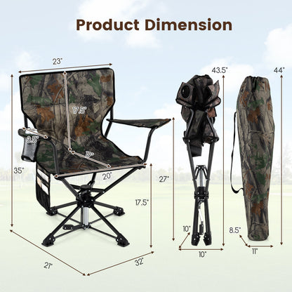 360° Swivel Hunting Chair Portable Foldable by GemGear in camo camouflage fabric with carry bag on Tampa Home & Garden Store