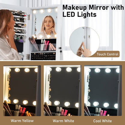 360¬∞ Swivel Jewelry Cabinet with Full Length Mirror