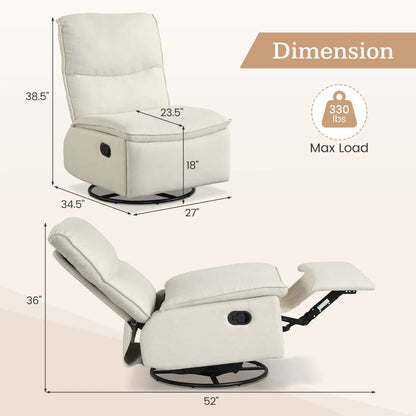 360° Swivel Rocking Chair with Cushioned Back