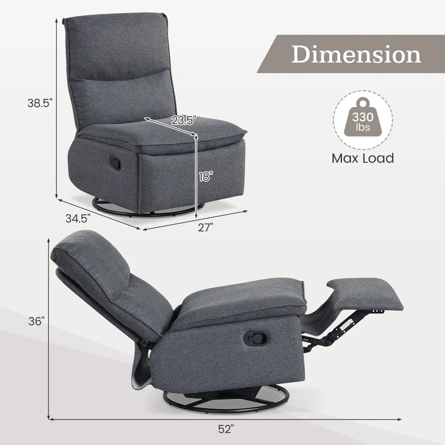 360° Swivel Rocking Chair with Cushioned Back