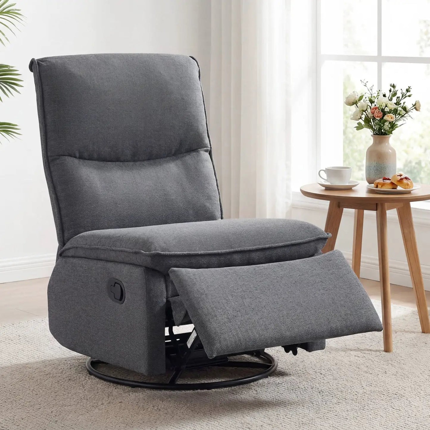 360° Swivel Rocking Chair with Cushioned Back