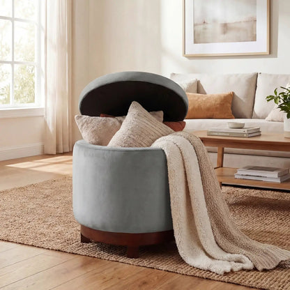 360 Degree Swivel Velvet Foot Rest with Storage