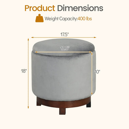 360 Degree Swivel Velvet Foot Rest with Storage