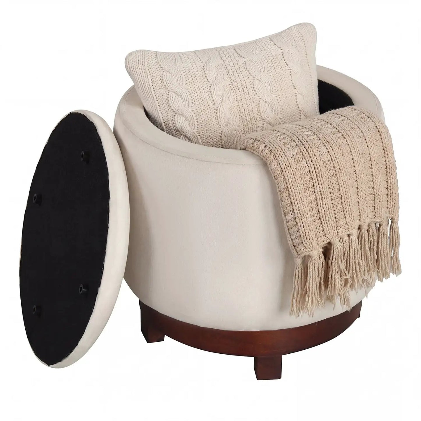 360 Degree Swivel Velvet Foot Rest with Storage
