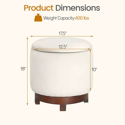 360 Degree Swivel Velvet Foot Rest with Storage