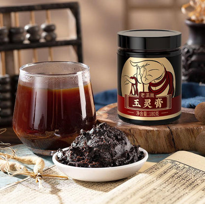 Perfecsy Yuling American Ginseng Longan Cinnamon Lotus Seed jar with label beside tea and paste on Tampa Home & Garden Store