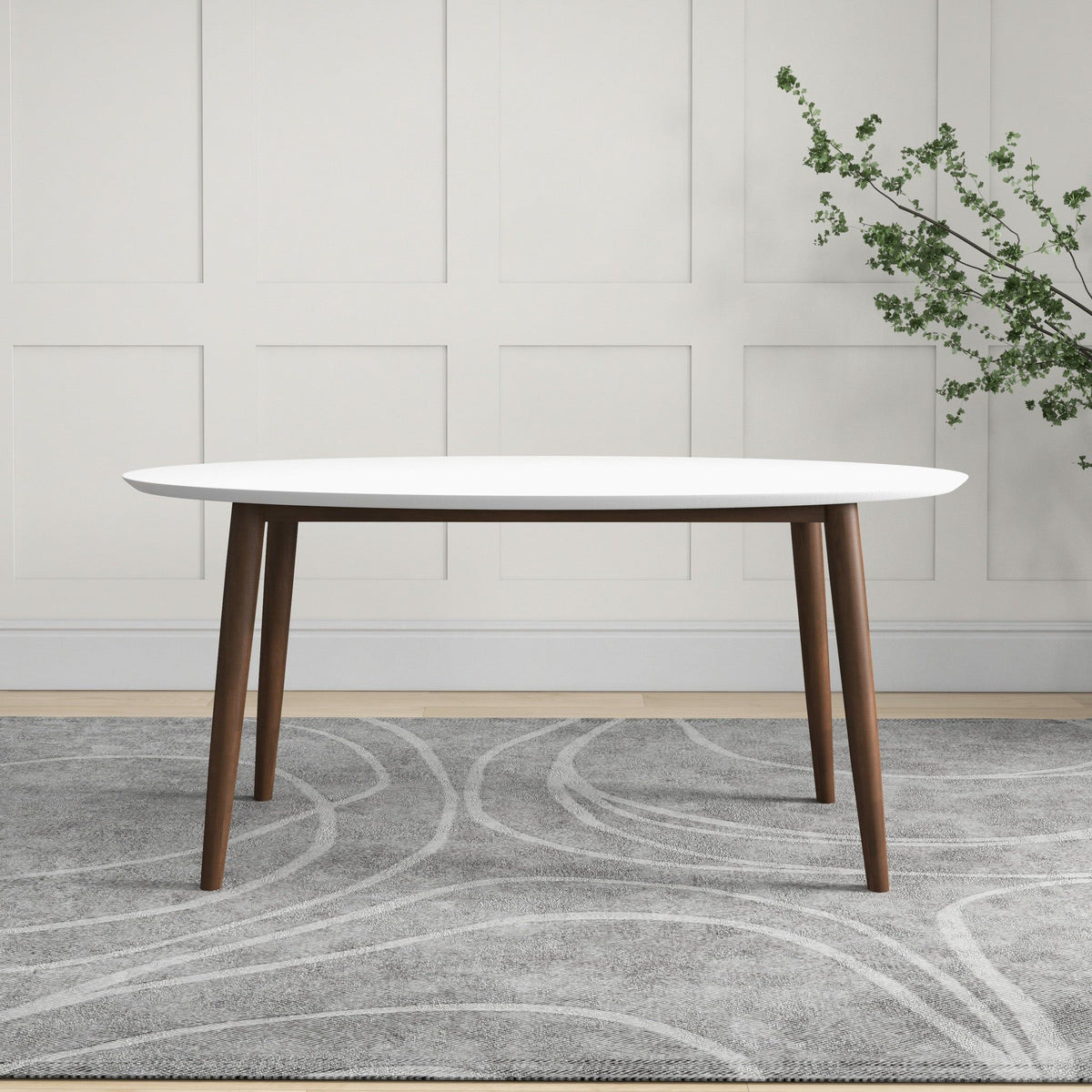 Mid-Century Modern oval dining table with white top and solid wood legs HouseOfZazla on Tampa Home & Garden Store