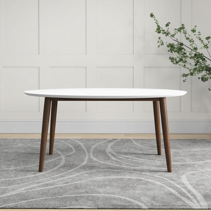 Mid-Century Modern oval dining table with white top and solid wood legs HouseOfZazla on Tampa Home & Garden Store