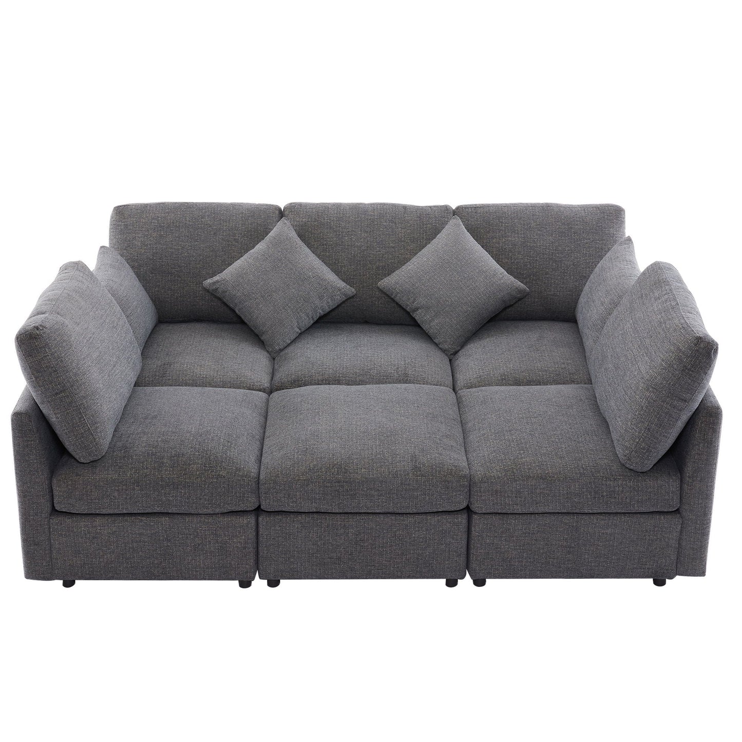 Sectional sofa modular U-shaped in grey fabric with cushions and ottoman, USB ports on Tampa Home & Garden Store