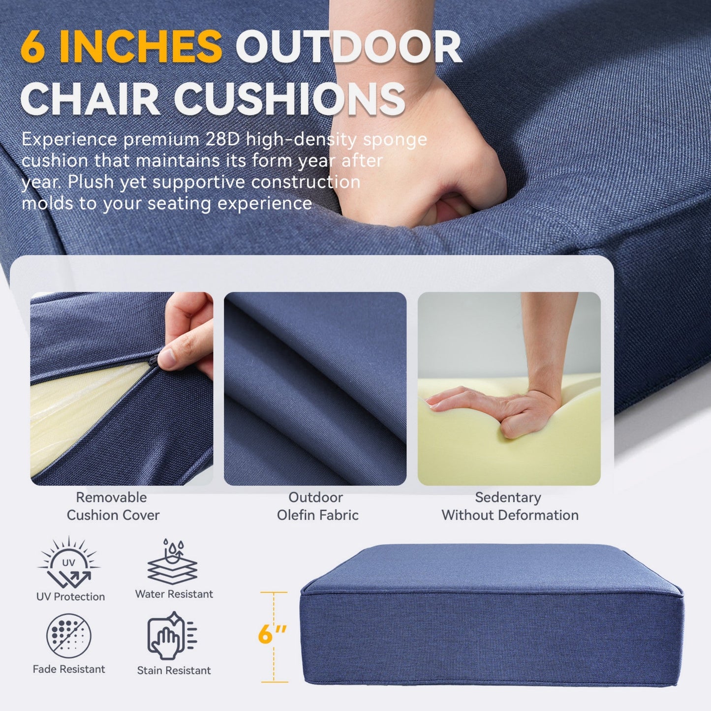 Waterproof Outdoor Chair and Back Cushion Set