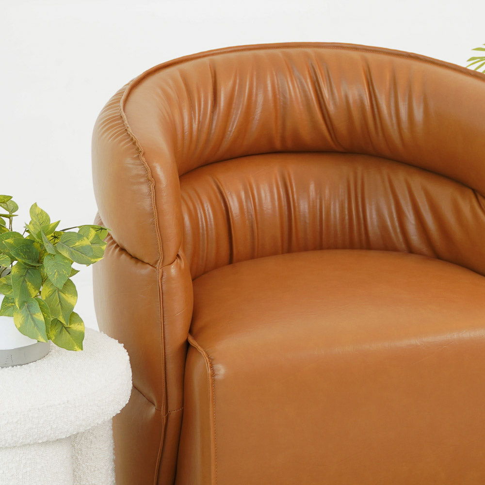 Walden Stylish Swivel Chair with Integrated Armrests caramel leather armchair HouseOfZazla on Tampa Home & Garden Store