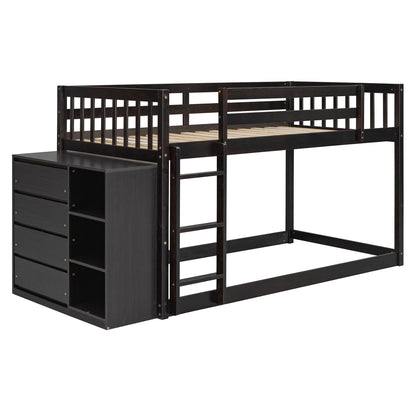 Solid Pine Bunk Bed with Drawers and Shelves