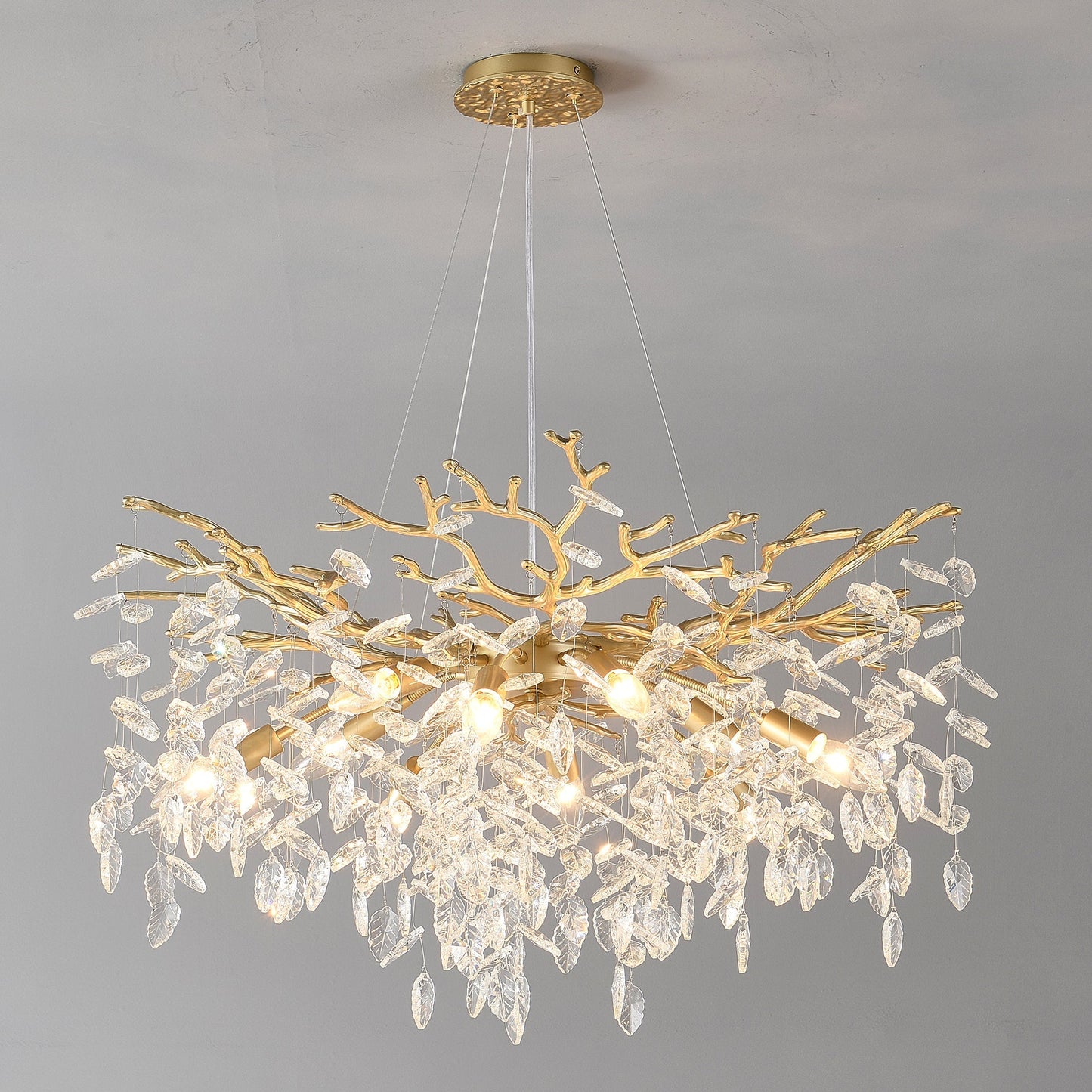 8-Light Crystal Gold Chandelier with crystal leaf branches by HouseOfZazla on Tampa Home & Garden Store