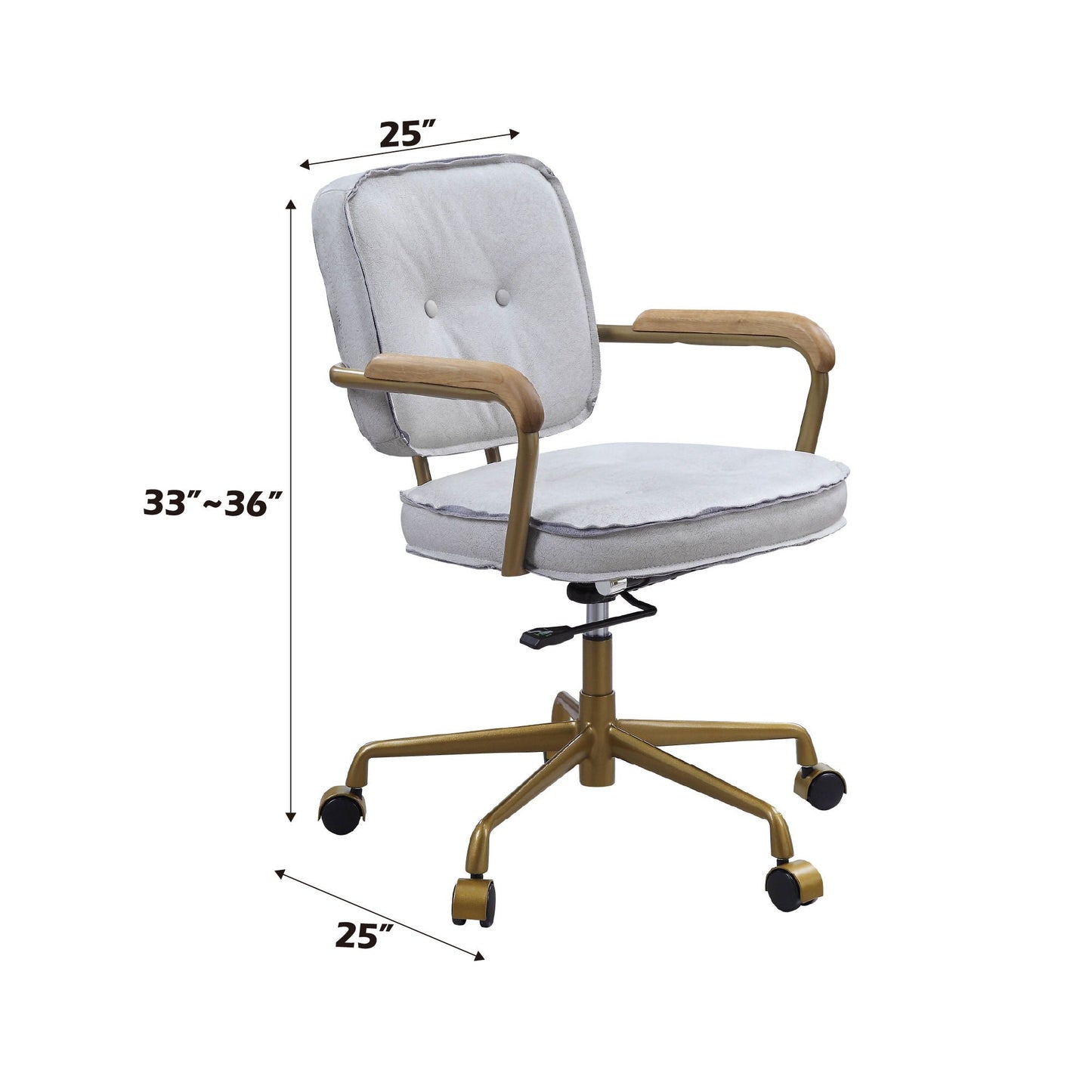 Siecross Top Grain Leather Office Chair gray leather with wood arms HouseOfZazla swivel chair on Tampa Home & Garden Store