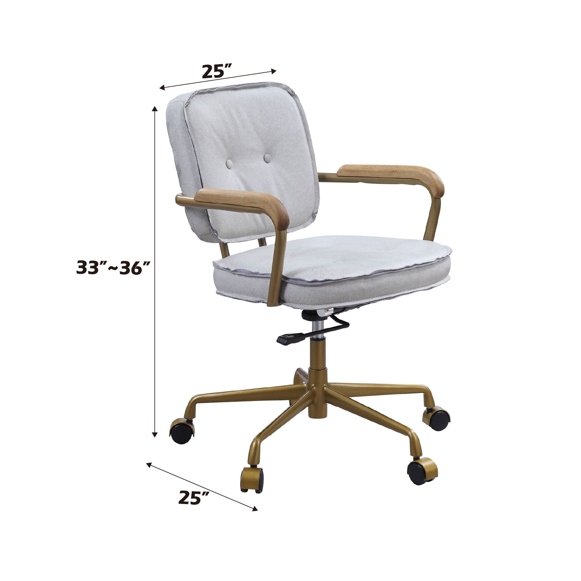 Siecross Top Grain Leather Office Chair gray leather with wood arms HouseOfZazla swivel chair on Tampa Home & Garden Store