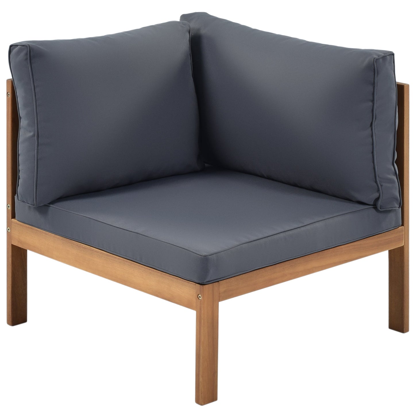 Wood Structure Outdoor Sofa Set with Gray Cushions, light brown wooden frame, HouseOfZazla on Tampa Home & Garden Store