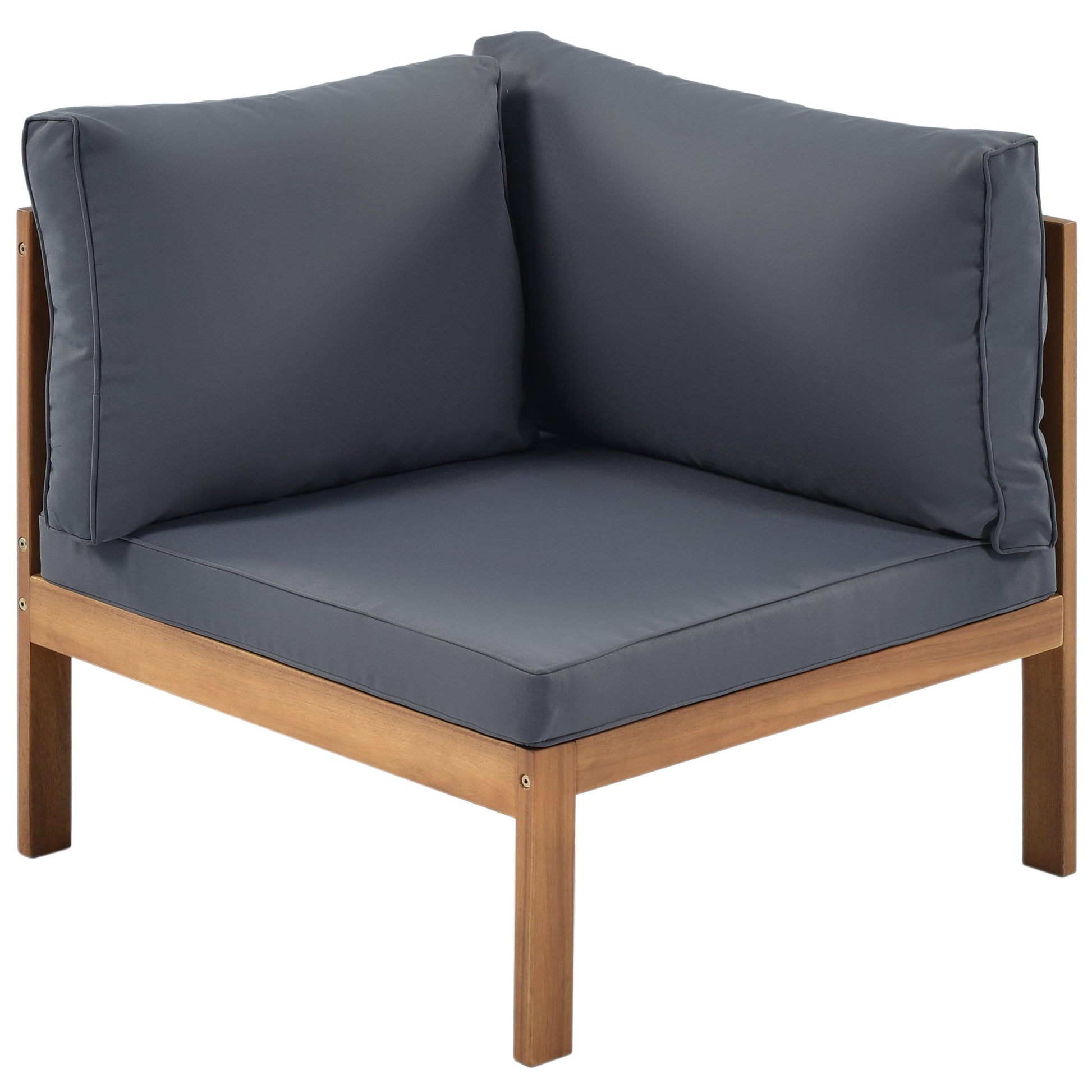 Wood Structure Outdoor Sofa Set with Gray Cushions, light brown wooden frame, HouseOfZazla on Tampa Home & Garden Store