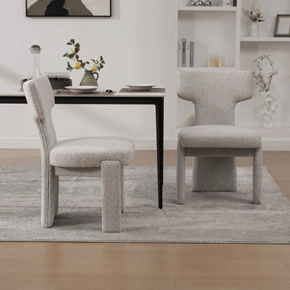 Armless Curved Back Accent Chairs, set of 2, light gray textured fabric for modern dining on Tampa Home & Garden Store