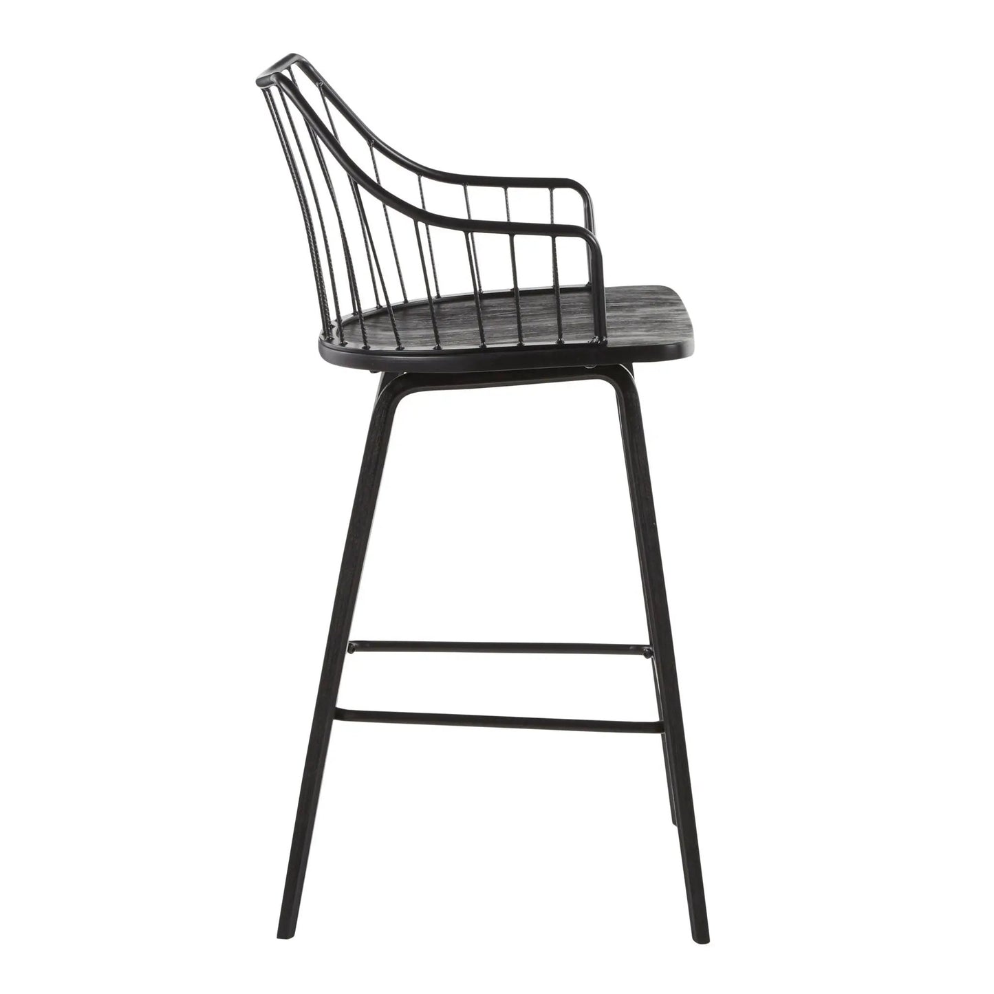 Winston Farmhouse Counter Stool, black metal frame with dark wood seat, Unique Piece Furniture on Tampa Home & Garden Store