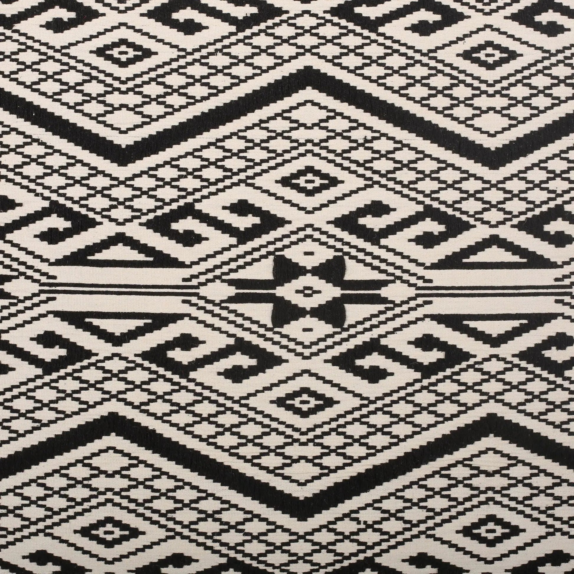 Kiki pouf ottoman fabric in black and natural geometric pattern Unique Piece Furniture on Tampa Home & Garden Store
