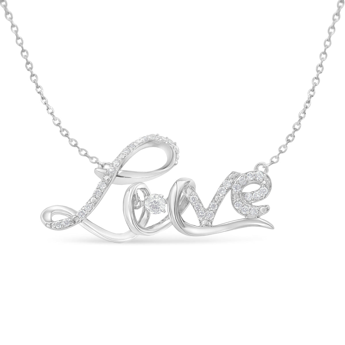 Love pendant necklace in .925 silver with 1/4 cttw diamonds on 18in chain by Bids.com on Tampa Home & Garden Store