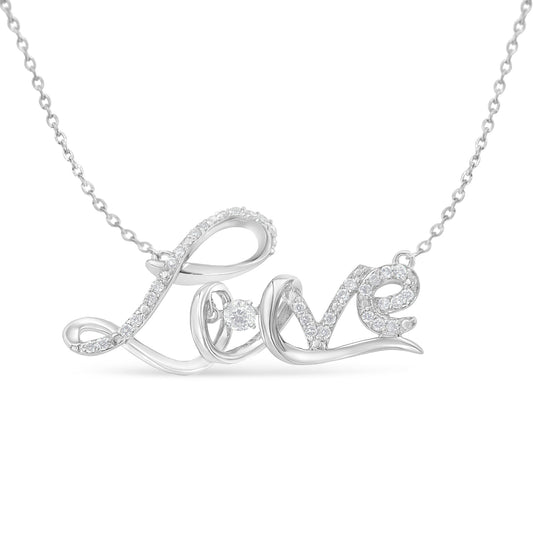 Love pendant necklace in .925 silver with 1/4 cttw diamonds on 18in chain by Bids.com on Tampa Home & Garden Store