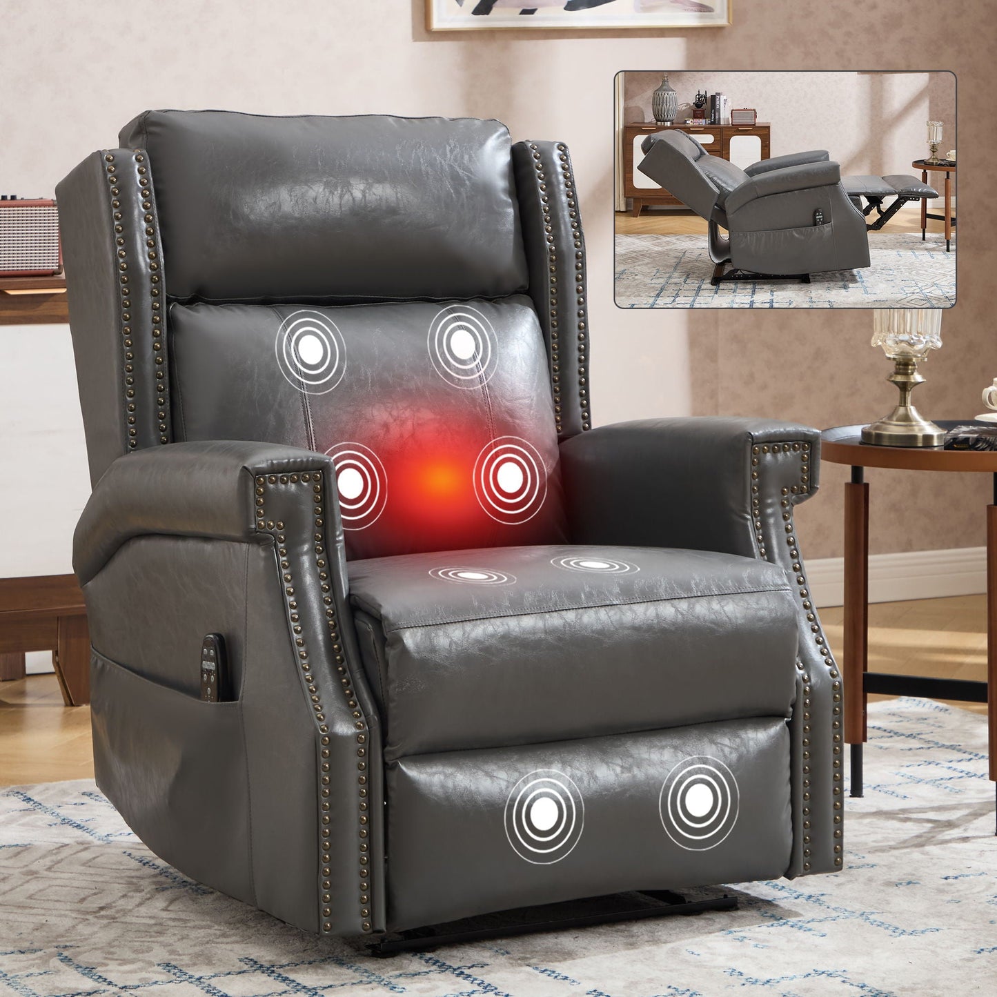 Manual Recliner With Vibrations and Heat