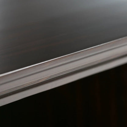 Amherst cube storage bookcase edge detail in dark finish with metal trim on Tampa Home & Garden Store