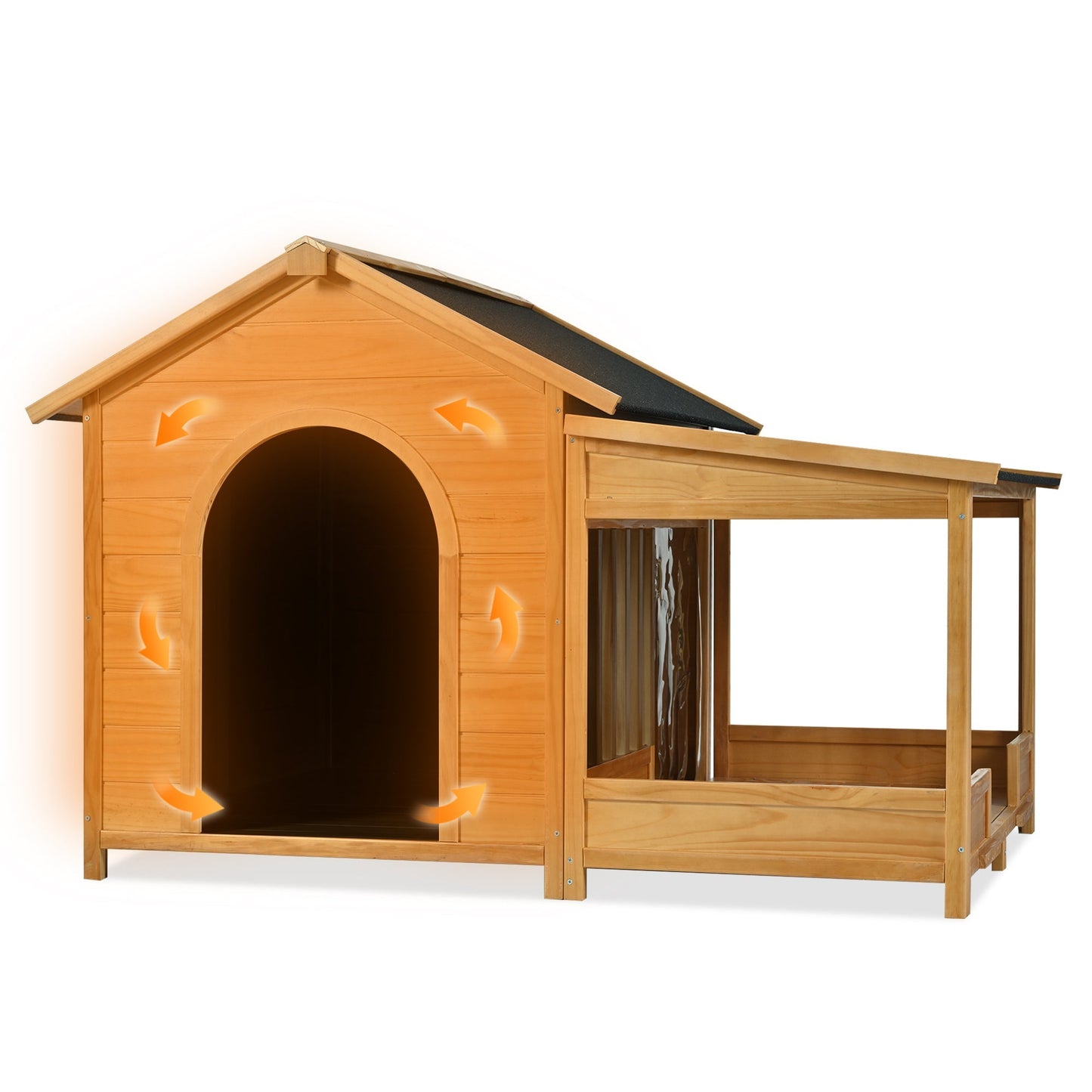 60.2 Inch Large Outdoor Dog House with Insulated Liner, wooden HouseOfZazla dog house on Tampa Home & Garden Store