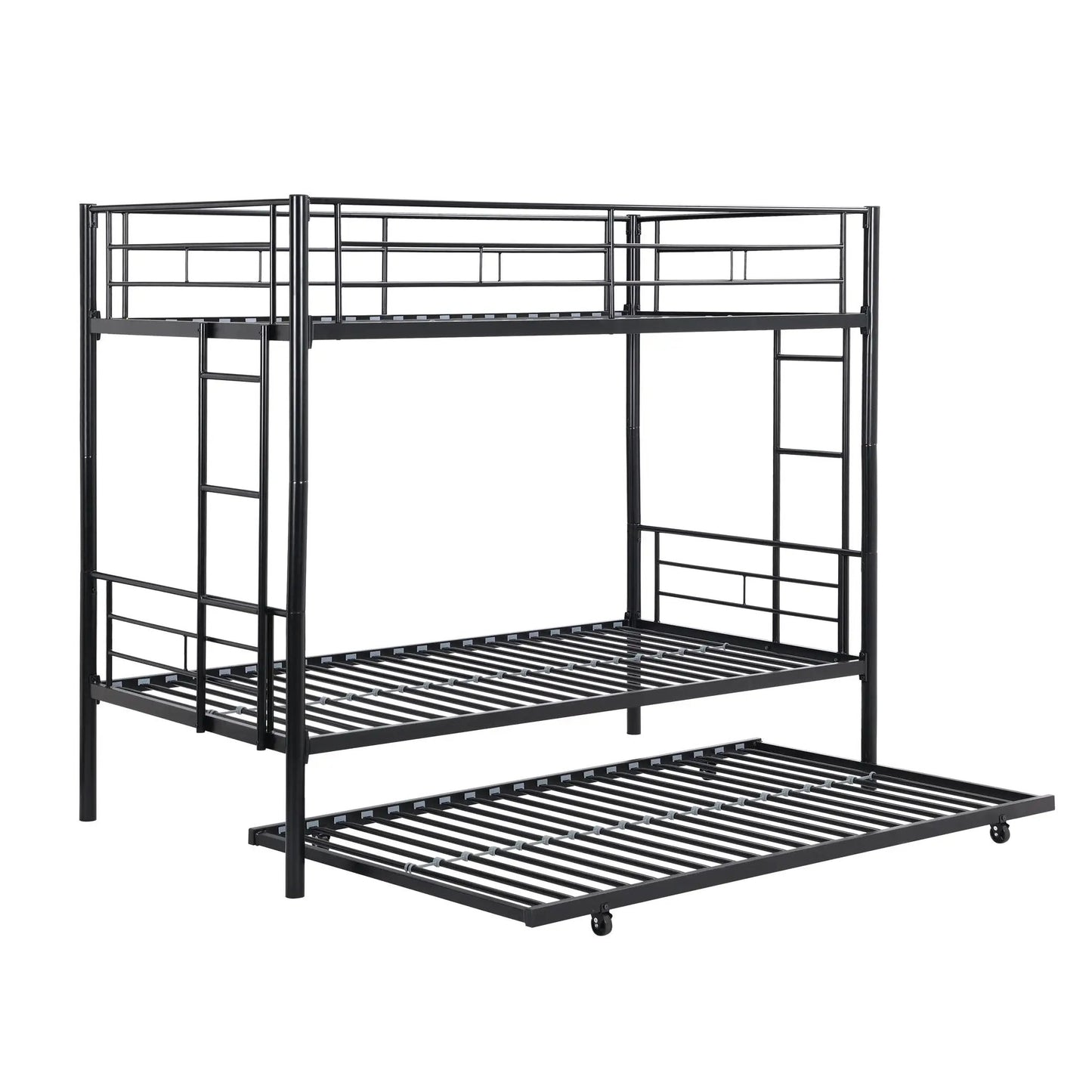 Bunk bed with trundle, black metal frame, slatted base, Unique Piece Furniture on Tampa Home & Garden Store