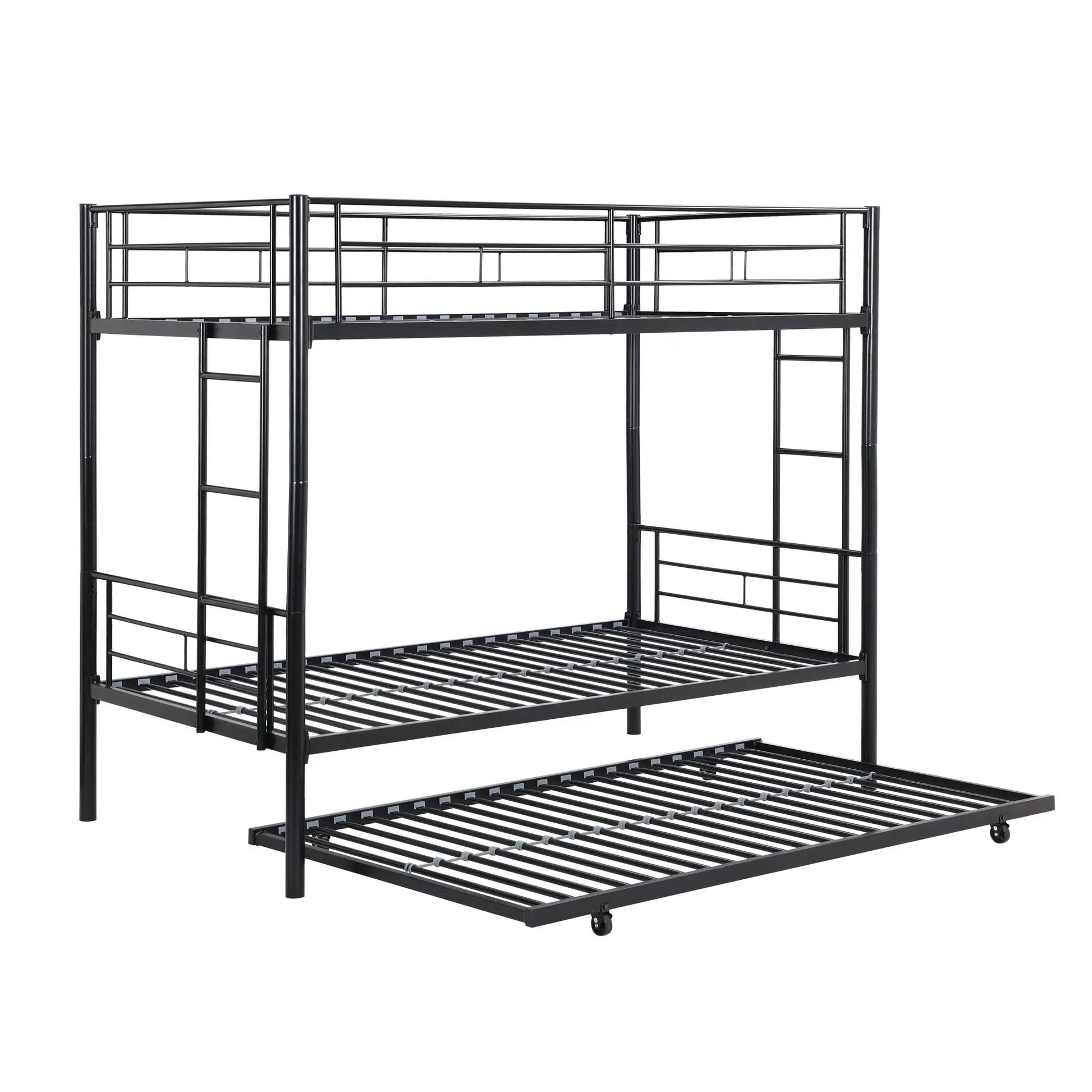 Bunk bed with trundle, black metal frame, slatted base, Unique Piece Furniture on Tampa Home & Garden Store