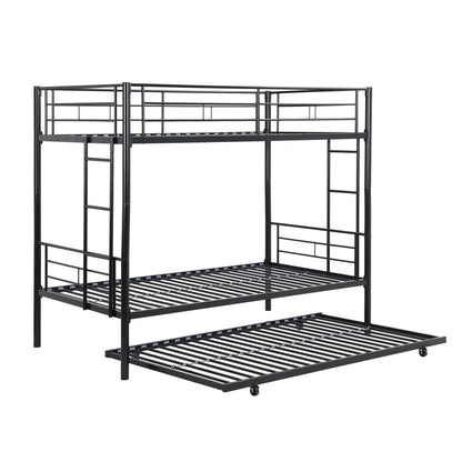 Bunk bed with trundle, black metal frame, slatted base, Unique Piece Furniture on Tampa Home & Garden Store