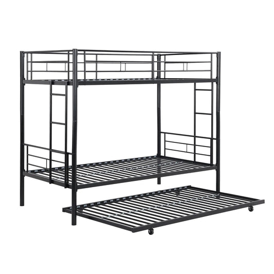 Bunk bed with trundle, black metal frame, slatted base, Unique Piece Furniture on Tampa Home & Garden Store